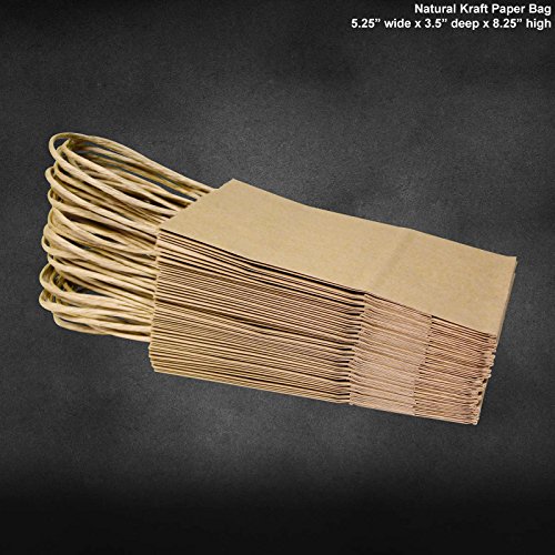 Flexicore Packaging 5.25"x3.25"x8" - 50 pcs-Brown Natural Kraft Paper Bags, Shopping, Merchandise, Party, Gift Bags