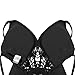 Blooming Jelly Women's Crochet Hollow Out Deep V Neck Hater One Piece Swimsuit Bathing Suit Black M