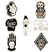 Winzik Novelty Brooch Pin Set 7pcs Skeleton Skull Punk Series Enamel-liked Lapel Pins Badges for Unisex Child Women Girls Clothes Bags Decor