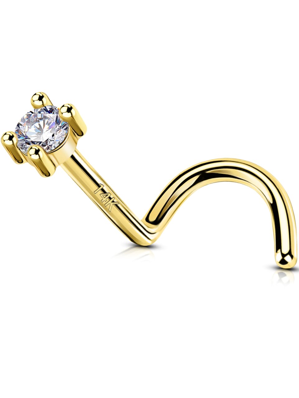 OUFER Body Piercing Nose Rings 20G Nose Piercings 14K Solid Gold L-Shaped Nose Stud Screw Nose Bone Nose Screw Nose Piercing Jewellery