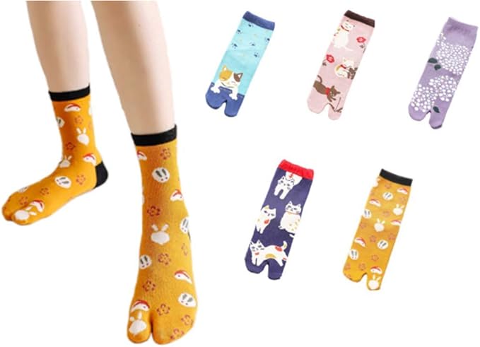 Amazon Elina Sea 靴下 レディース ソックス 足袋 2本指ソックス 女性用 中ストソックス 抗菌防臭 吸汗速乾 通気性抜群 和柄 モダン和風シリーズ 22 25cmサイズ 5足セット 靴下 通販