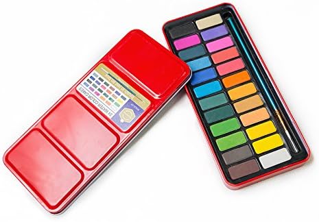 Nuoneko 24 watercolor palette -travel watercolor set- 24 vibrant colors-Perfect for budding hobbyists and artists