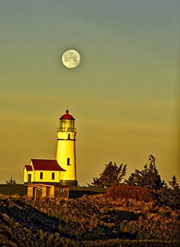 Full Moon Over Cape Blanco Lighthouse Oregon Fine Art Photo Print, Color Photograph Available in Four Sizes Image is Perfect for Home Decoration, Wall Art, Wall Décor