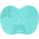 Silicone Makeup Brush Cleaning Mat, Makeup Brush Cleaner,Makeup Brush Cleaner Pad,Cosmetic Brush Cleaning Mat Portable Washing Tool Scrubber with Suction Cup (Mint Green)