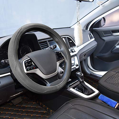 Ylife Microfiber Leather Car Steering Wheel Cover, Universal 15 inch Breathable Anti Slip Auto Steering Wheel Covers, Grey - Thumbnail 4