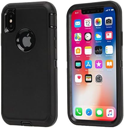 iPhone X Case,iPhone 10 Case [HEAVY DUTY] Defender Armor 3 in 1 Rugged Cover Full Protective Case Dust-Proof Shockproof Drop-Proof Scratch-resistant Tough Shell for Apple X 5.8 inch (Black)