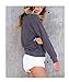 Ladies Lace Up Front Long Sleeve Shirt Sweatshirt Plain Pullover Hoodie Gray L