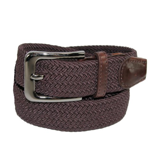 Ctm men s elastic braided stretch belt with silver buck…