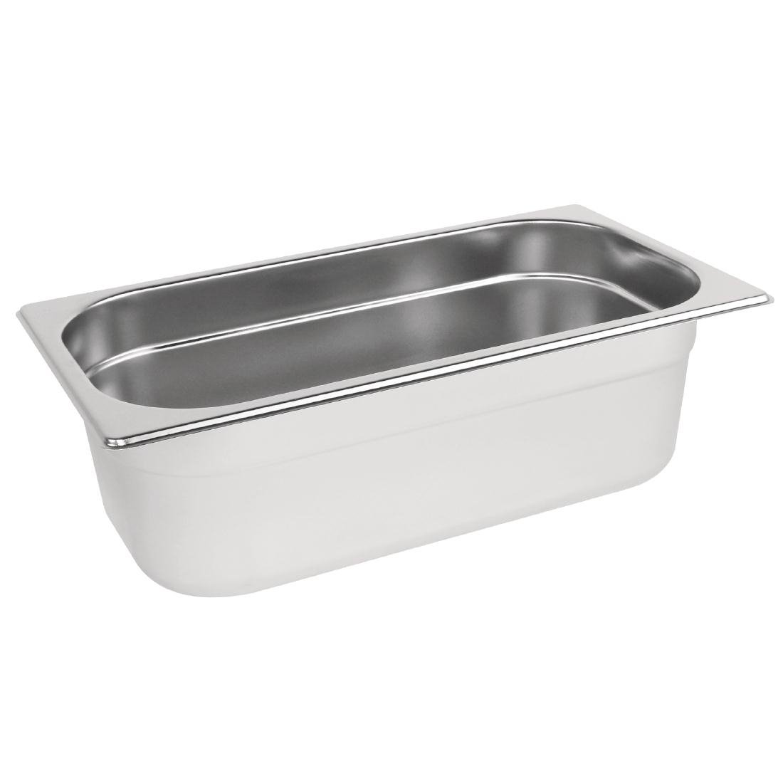 Vogue K933 Stainless Steel 1/3 Gastronorm Pan 3.7Ltr/100mm Deep Food Container, Silver
