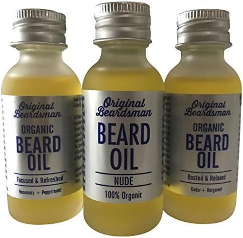 Best Beard Oil &amp; Conditioner 3 BOTTLE SET, 100% Pure Organic Oils, Stop Itch, No More Beard Dandruff, Soften Coarse Hair, Lightweight, Doesn't Clog Pores,1 fl oz bottles, Original Beardsman