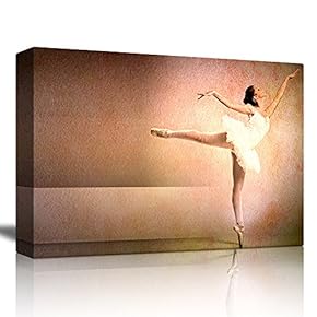 Spotlight on a Ballet Dancer on a Neutral Room Background - Canvas Art Home Art - 12x18 inches