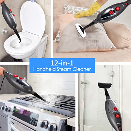 Moolan steam Mop, 12in1 MultiFunctional Floor Steamer Cleaner with Dualsided Dirt Grip Pads