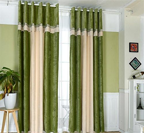 GYMNLJY Curtains Double cashmere Stitching Green Blackout Noise Reducting Warm Protecting Solid Thermal Panels for Bedroom Room Insulated Window Drapes Big hole (1 panels) , D