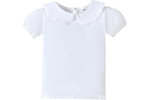 ZFZDRen 12M-12Y Toddler Baby Girls Ruffle Collar Blouse Kids Girl Solid Color T-Shirts Casual Tee Tops