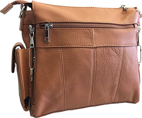 Roma F.C. Black Right or Left Draw Crossbody/Shoulder Carry - Leather Locking Concealment Purse/Gun Bag - CCW Concealed Carry Pistol, Light Brown - Thumbnail 4
