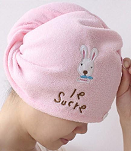 Coral Velvet Cute Cartoon Rabbit Cuper-Absorbent Dry Hair Cap Towel Dry Hair Turban