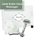 Jade Roller Face Massager Anti Aging Facial Therapy 100% Natural Jade Roller For Face Gua Sha Stone Double Neck Slimming Massager Rejuvenating Gift Boxed + Extra Gift Included