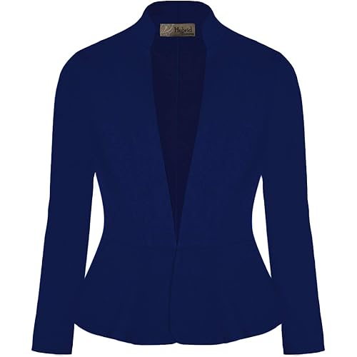 Hybrid & Company Womens Casual Elegant Work Office Nylon Ponte Blazer Jacket