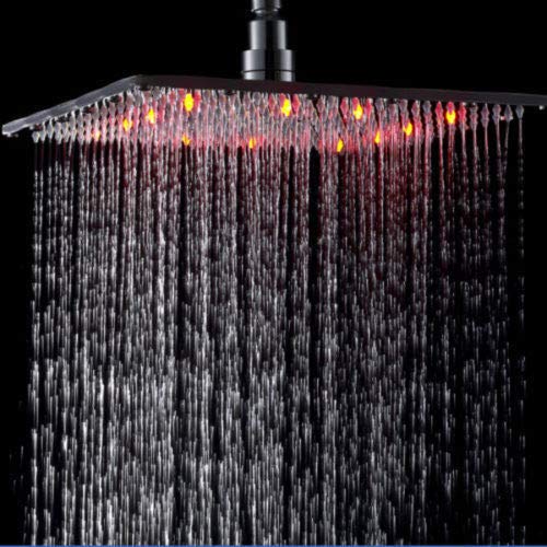 FidgetGear 3 Color LED Stainless Steel 10 Bathroom Square Shower Head Mixer Taps Faucet