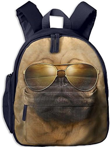 Small School Backpack Customized With Aviator Pug For Kindergarten Unisex Children Navy