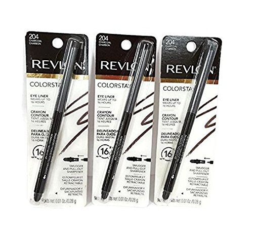 Revlon ColorStay Eyeliner Pencil, Charcoal [204], 0.01 oz (Pack of 3)