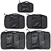 TravelWise Packing Cube System - Durable 5 Piece Weekender Plus Set (Black)