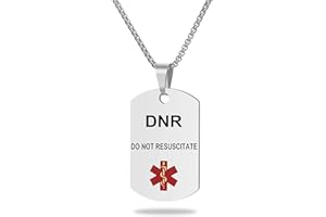 UNICGIFT Medical Alert Necklace Laser engraved Tag Custom Engraving Stainless Steel ID Tag Pendant for Men Women