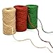 Gift Boutique Christmas Baker's Jute Twine, 3 Rolls of Red, Green and Natural Holiday Decorative String for Arts 'n' Crafts, Packing, Wrapping and Party Supplies, 450 Feet