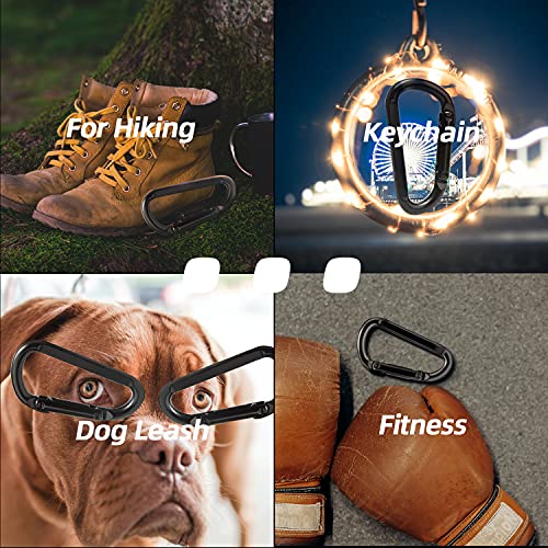 EZYA Carabiner Clip, 860lbs, 3 Heavy Duty Carabiner, D Ring Hooks - Keychains, Camping, Hiking Accessories, Caribiniers for Dog Leash, Hammocks, Yoga Swing, Gym etc, Black