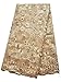 SanVera17 African Lace Net Fabrics Nigerian French Fabric Embroidered and Sequins Guipure Cord Lace for Party Wedding 5 Yards (Gold)