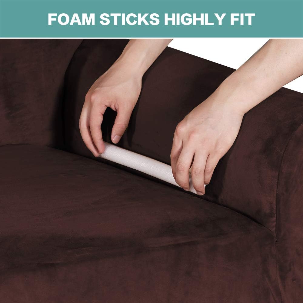 Stretch Chair Sofa Slipcover Velvet Chair Cover Plush Couch Sofa Cover Furniture Protector Chair Couch Cover Soft with Elastic Bottom Spandex Slipcovers for Chair Protector (Chair, Brown): Kitchen & Dining
