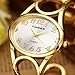 Top Plaza Women Fashion Gold Tone Circle Band Arabic Numeral Scale Bangle Cuff Dress Bracelet Watch