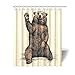InterestPrint Funny Animal Home Decor, Bear Say Hello Polyester Fabric Shower Curtain Bathroom Sets 60 X 72 Inches