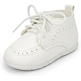 ohsofy Infant Baby Boy Oxford Shoes PU Leather Loafers Rubber and Soft Sole Wedding Dress Shoes Toddler Girl Baby Walking Shoes