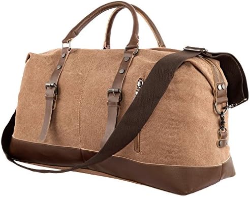 Travel Duffel Weekend Overnight Bag KB Partners – Durable Canvas &amp; Leather Tote Bag for Men and Women– Premium Quality and Stylish Design Weekender