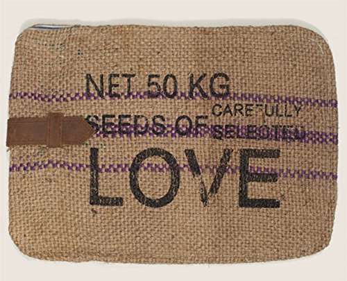 Seeds of Love iPad Cover - Burlap Lined and Leather Ipad or Tablet Cover - 9 X 12
