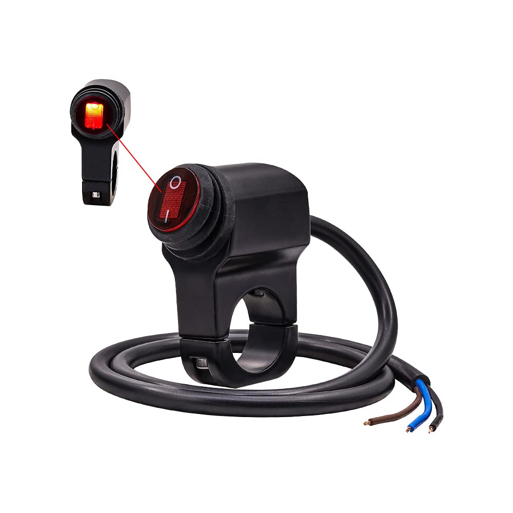 YnGia Waterproof Handlebar Switch, Universal Motorcycle Handlebar Switch 22mm 7/8 inch Handlebar Fog Light ON OFF Button 12V Switch