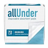 allUnder Disposable Underpads for Incontinence, Maximum Absorbency Bed Pads, 4 Packs of 18, Total Count 72