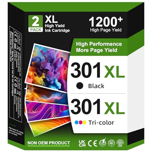 301XL Ink Cartridges Replacement for HP 301 Black and Colour Ink for HP 301XL Ink for Envy 4500 4507 4520 5530 4502 DeskJet 1000 1050 2050 2510 3050 1510 OfficeJet 2620 4630 4632 2622