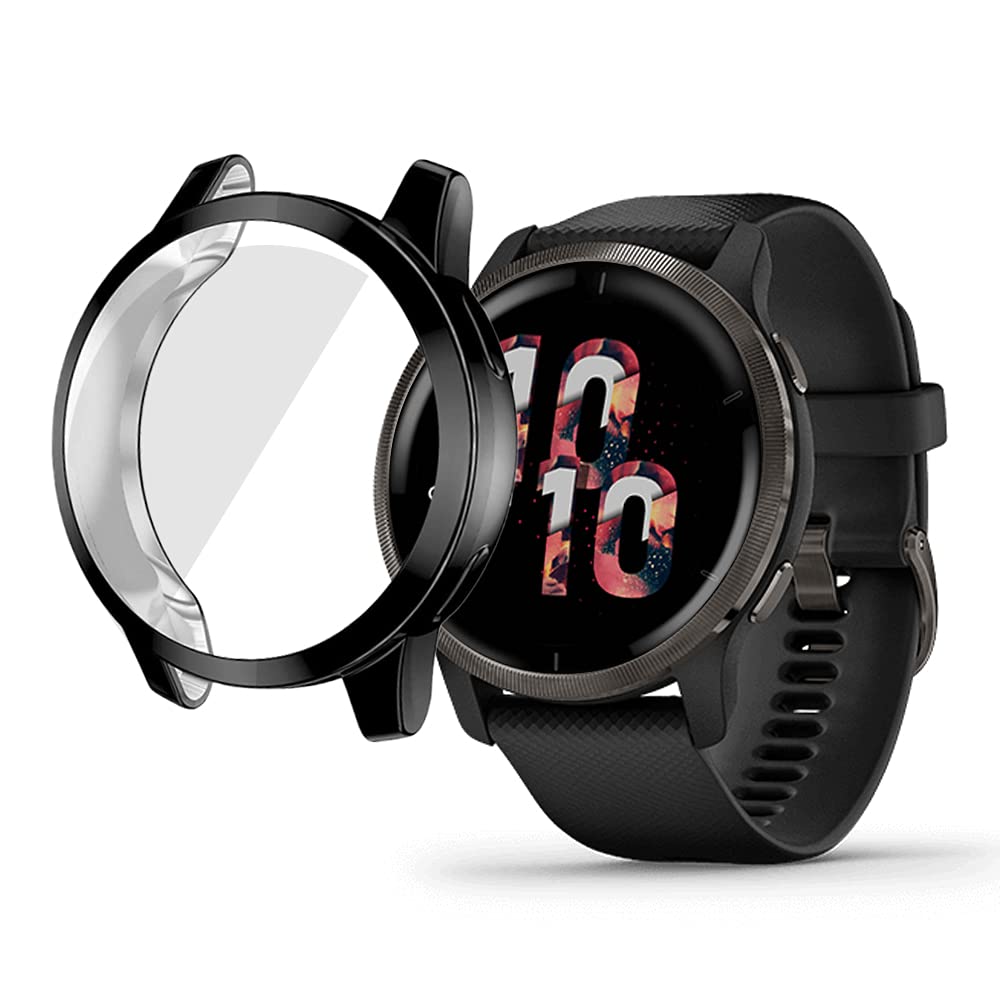 PaceBid Screen Protector Case Compatible with Garmin Venu 2, Full Cover Protective Case Ultra-thin HD Soft TPU for Garmin Venu 2 - Black — image 1