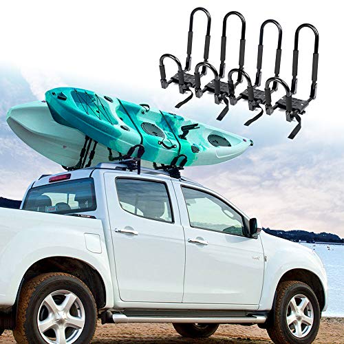 NO. 32 2 Pair Folding Heavy-Duty J-Bar Car Rooftop Racks, Carrier Rack Suitable for Kayak, Canoe, Boat, SUP, Surfboard, Ski Board Rooftop Carriers Storage/Mount on SUV, RV, Trailers, Trucks