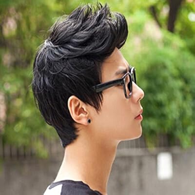 E Support Handsome Boys Black Short Wig New Vogue Sexy Korean