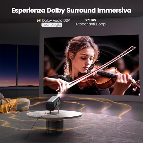 Netflix Ready/Dolby/Short Shot 4K Smart TV 800 ANSI Car Focus Projectors Portable WiFi Bluetooth Two-Way Ceiling 360° Rotation Home Cinema Outdoor Projector