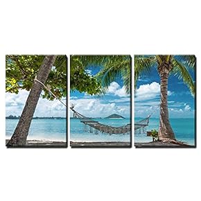 Tropical Paradise Hammock - Canvas Art Wall Art - 16" x 24" x 3 Panels