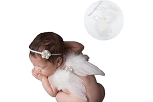 Nishine 2 PACK White Newborn Fuzzy Feather Angel Wings + Headband Set for Baby Cosplay Girls Costume Photography