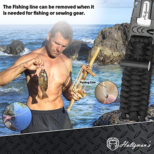 Fire Starter Paracord Keychain 9-in-1 Key Chain Lanyard with Carabiner for Camping, Fishing, Hunting & Outdoor Emergencies | Multipurpose Survival Tool W/Emergency Whistle, Flint Rod, Cutting Tool