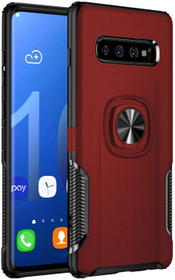 CEGAR Samsung Galaxy S10 Plus Case, Stylish Dual Layer Hard PC Back Case with 360 Degree Rotation Finger Ring Grip Kickstand, Magnetic Car Mount Compatible with Samsung Galaxy S10 Plus(V-Red)