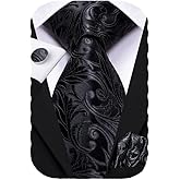 Hi-Tie 63" 70" Ties for Men Silk Extra Long Mens Ties Set and Pocket Square Cufflinks Paisley Necktie Business Wedding