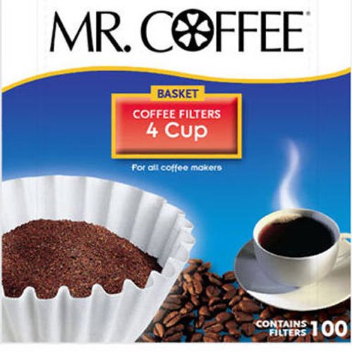 Mr. Coffee Basket Coffee Filters 4 Cup White Paper 100Count Boxes
