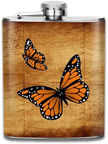 Monarch Butterflies Hip Flask Pocket Stainless Steel Flask,7 Oz